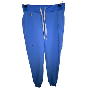 Figs Blue Jogger Style Scrub Pants With Drawstring Waist And Cargo Pocket